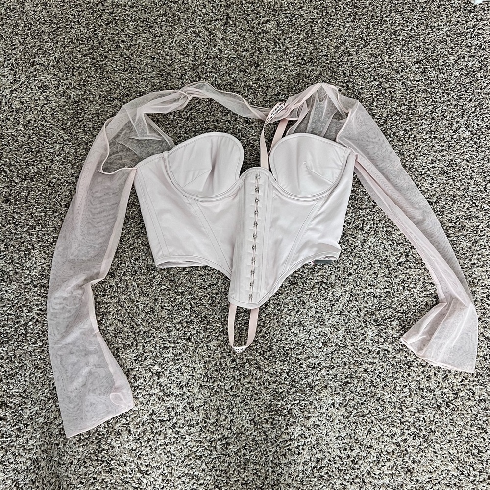 House of CB Mina Corset Top with Sheer Sleeves